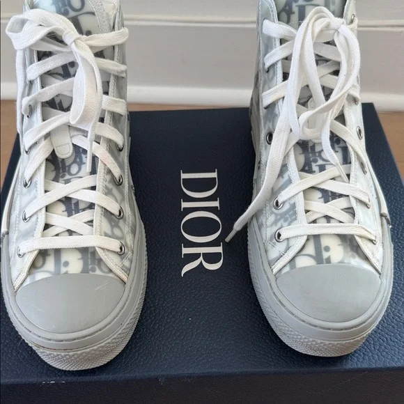 Dior B23 oblique High-Top Sneakers in White Blue and Gray - Picture 5 of 11